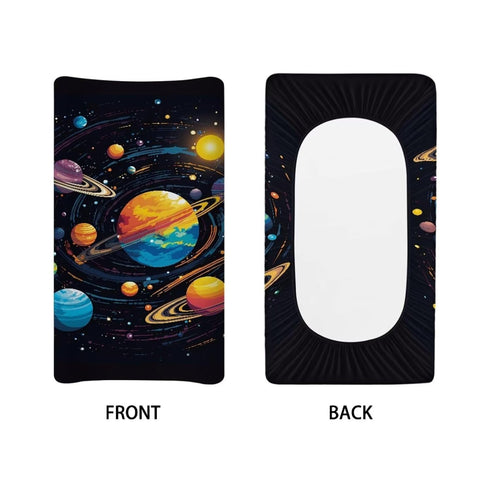 Stretch Ultra Soft Changing Pad Cover Breathable Cozy Changing Table Sheets Cosmic Galaxy Planet Patterns for Baby Boys Girls Fit 32" x 16" Contou...