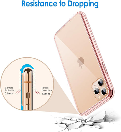 JETech Case for iPhone 11 Pro Max 6.5-Inch, Non-Yellowing Shockproof Phone Bumper Cover, Anti-Scratch Clear Back (Rose Gold)...