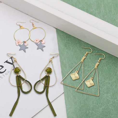 120pcs Earrings Beading Hoop Earring Finding Teardrop Earring Triangle Earring Round Hoop Earring for Jewelry Making DIY Crafts Art Creation Women...