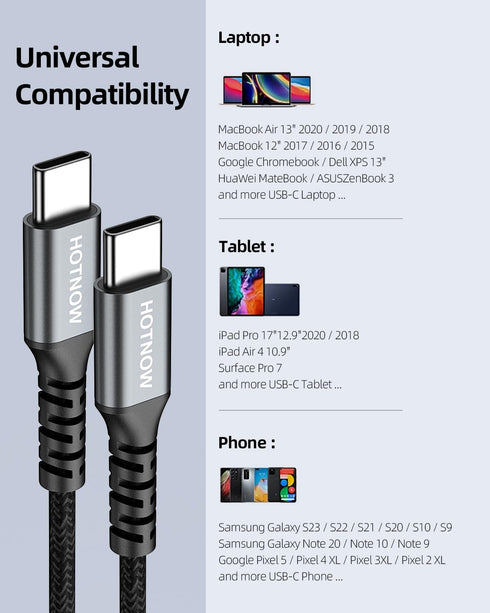 USB C to USB C Cable 1.5FT 3 Pack, Short USB-C 65W Fast Charging USB2.0 Cords for Samsung Galaxy S21/S21+/S20+ Ultra, Note 20/10 Ultra, Air 2020, ...