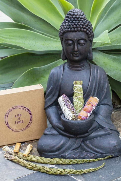 Sweetgrass Braid Smudge Kit with Sage Sticks, Cedar Smudge & Palo Santo Sticks for Smudging. Sweet Grass Braided to 14". Smudging Kit with Sweet G...