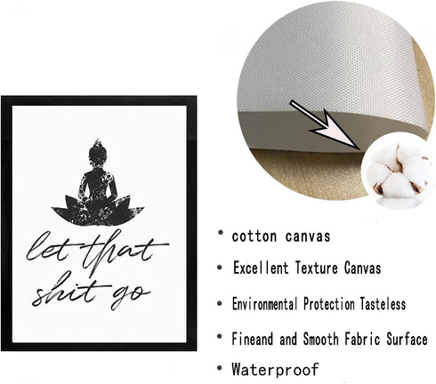 Let That Shit Go Bathroom Quote Art for Painting Wall Picture Office Decor Funny Yoga Room Sign Canvas Prints and Poster Wooden Framed Ready to Ha...