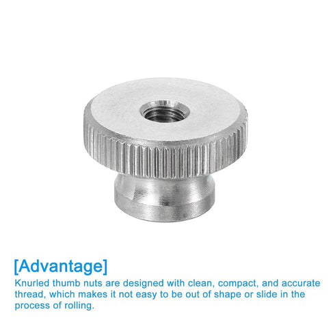 uxcell Knurled Thumb Nuts, 3Pcs M5 x D16mm x H10mm Stainless Steel Round Knobs Fasteners Through Hole Hand Screw Nut Silver for 3D Printer Parts, ...