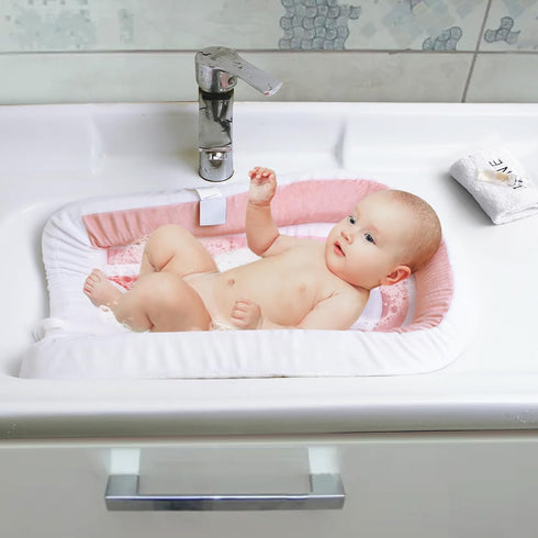 PandaEar Baby Bath Pad for Infant Newborn | Bath Seat Soft Rainbow Cushion Mat for Sink Bathtub Essentials Shower Gift (Pink)...
