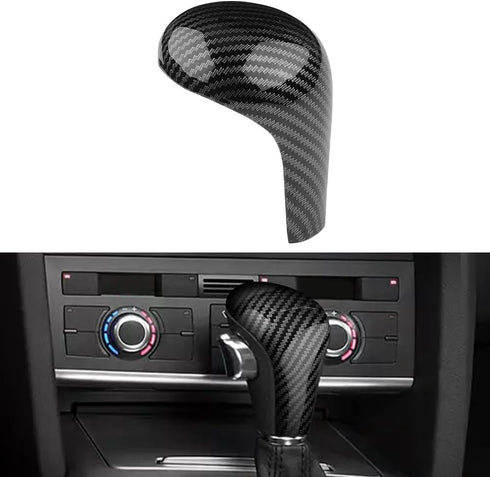Gear Shift Knob Cover Trim ABS Plastic, Carbon Fiber, Compatible with Audi A6L 2005-2011, Q5 A4L 2009-2012, A5 2008-2010, Q7 2006-2012...