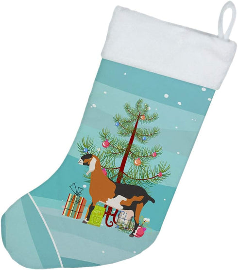Caroline's Treasures BB9250CS Anglo-Nubian Nubian Goat Christmas Christmas Stocking, Teal Fireplace Hanging Stockings Christmas Season Party Decor...