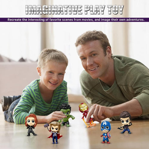 6 Pcs Superhero Anime Movie Adventures Action Figures Set,Super Hero Toys,Hero Cake Toppers Collectibles with Bases for Boys & Girls' Birthday Par...