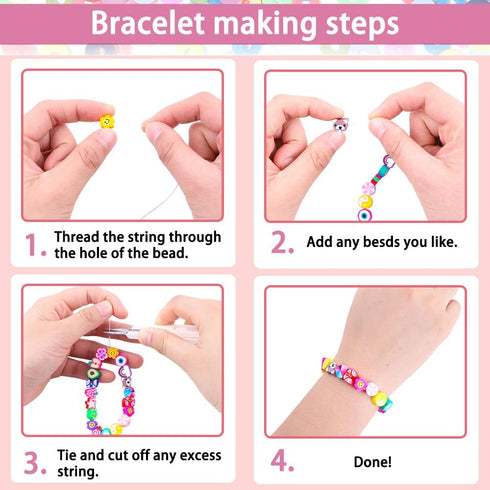 1060pcs Polymer Clay Beads Charms Kits 28 Styles Cute Fun Clay Beads Charms Flower Butterfly Heart Letter Pony Beads Charms for Women Girls Jewelr...