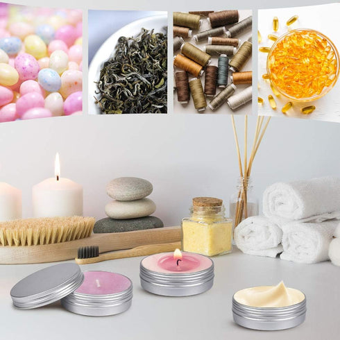 Aluminum Tin Cans, 24pcs 4 OZ Metal Round Tins Containers with 4pcs Stickers and A Double-ended Scraper Set for Candles Making and Storage...