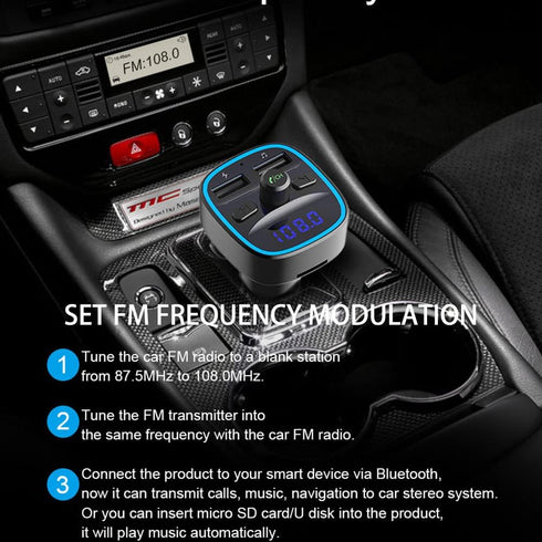 Bluetooth Adapter for Car, Wireless FM Radio Transmitter, Handsfree Call Car Charger,& Audio Receiver, MP3 Music Player,Fast Car Charger?Dual USB ...