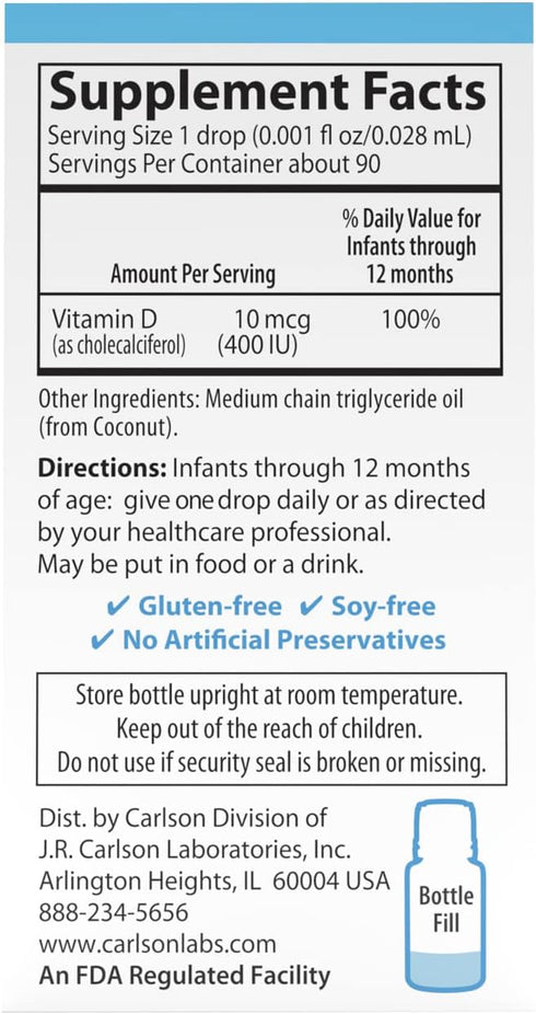 Carlson Laboratories Super Daily D3 for Baby, 0.086 Fl oz...