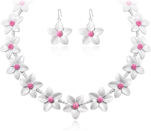 Flyonce Prom Jewelry Daisy Flower Necklace with Earrings Set for Women, Movie Doll Cosplay Jewelry Set Dress Up Accessories for Prom Dress...