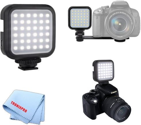 Universal Mini Portable Rechargeable USB LED Light for DSLR Cameras with Micro USB Cable for Nikon, Canon, Panasonic, Sony, Olympus, Fujifilm, Pen...