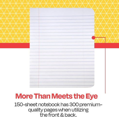 School Smart Hard Cover Ruled Composition Book, 150 Sheets, 9-3/4 x 7-1/2 Inches - 086769...