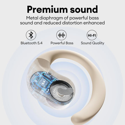 HY-T26 Open Ear Headphones for Sports Bluetooth Ear t26 x15 Earbuds IPX4 for Runners and Cyclists (Beige)...