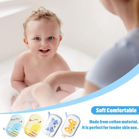 Baby Bath Sponge, 2 Pack Cartoon Animal Style Baby Sponge for Bathing, Infants Bath Sponge Ultra Soft & Absorbent Natural and Safe Great for Sensi...