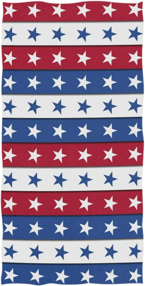 Naanle Stylish Independence Day USA 4th of July Stars Stripes Soft Large Hand Towels for Bathroom, Hotel, Gym and Spa (16" x 30",Blue Red)...