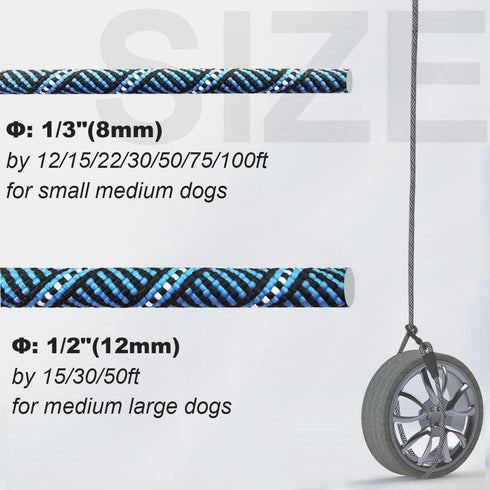 Long Rope Leash for Dog Training 12, 15, 22, 30, 50, 75, 100ft Check Cord Recall Agility Lead Dog Tie Out Long Line for Large Medium Small Dogs, G...