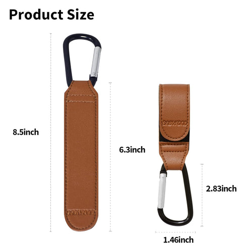 Stroller Hooks for Hanging, 2 PCS Durable Leather Style Stroller Clip Straps, Baby Stroller Hooks for Diaper Bags Grocery Shopping Bags, Mommy Hoo...