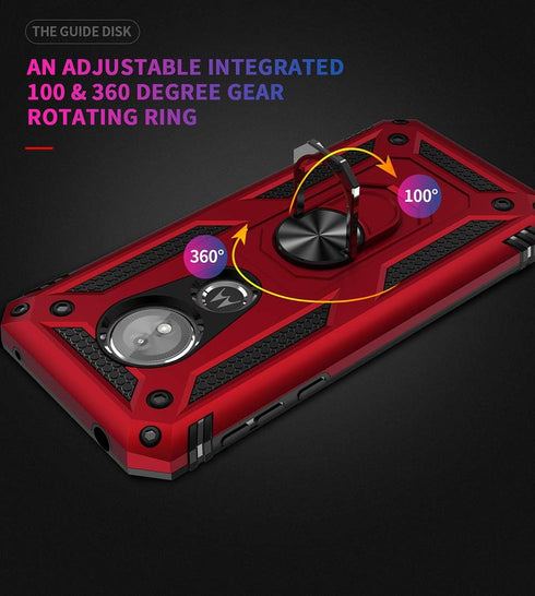Military Grade Drop Impact for Motorola Moto E5 Case Moto G6 Play 5.7 Inch Metal Rotating Ring Kickstand Holder Magnetic Car Mount Armor Heavy Dut...