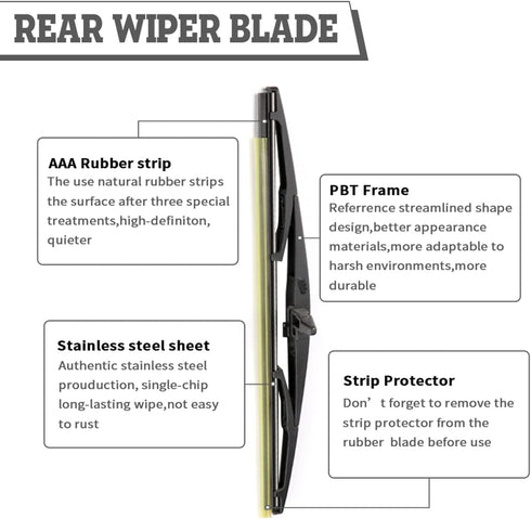 (Set of 2) HODEE Replacement For Toyota FJ Cruiser 2007-2014,Rear Wiper Blade Kit Set,Rear Wiper Accessories Parts,Wiper Blade for Back Windshield...