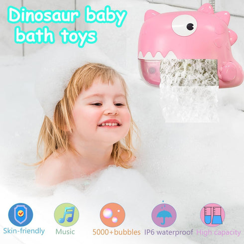 Bath Toys for 2-8 Year Old Girls, Musical Bubble Machine Dinosaur Toys for Kids 3-5 Gifts for 3 4 5 6 7 8 Years Old Girls Birthday Baby Toddler To...