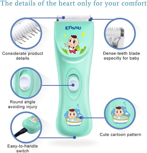 ENSSU Baby Hair Clippers, Lower Noise Haircut Trimmers for Children with Autism and Sensory Sensitivity, Babies Infant Kids Waterproof Hair Cuttin...