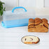 2 Pack Plastic Loaf Cake Storage Container, Bread Keeper for Carrying and Storing Banana Bread, Pumpkin Bread (Blue)...