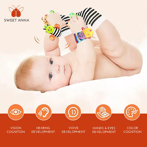 Sweet Anna - Rattle Socks - Foot Finder Toys - Baby Rattle Socks 0-6 Months, Infant Rattle Socks, Baby Wrist Rattles Socks, Perfect Baby Toys - Gi...