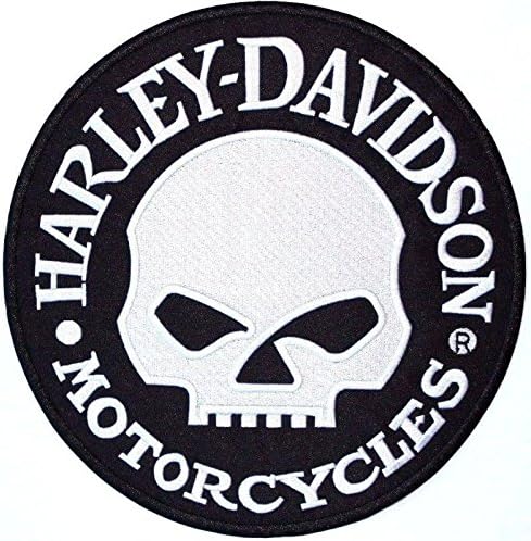 Harley Willie G. Skull 9" Embroidered Patch | Large Halfskull Motorcycle Emblem Black & White...