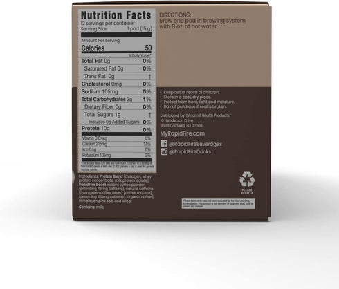 RAPID FIRE Protein Coffee, Original Blend, Keto Friendly, 10g of Protein with Collagen, Vitamins and Minerals, 12 Single Serve K-Cups, May Boost M...
