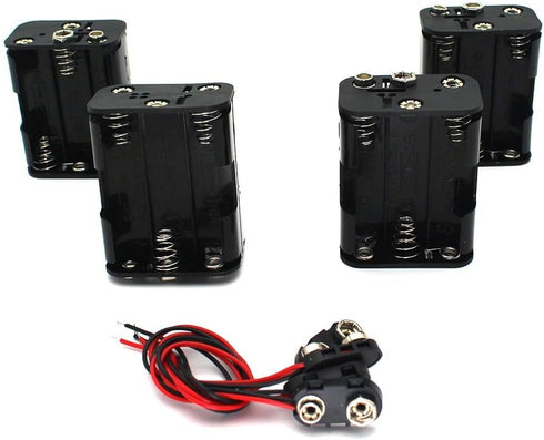 4Set 6 x AA Thicken Battery Holder and T Type Wired Battery Clip Standard Snap Connector...