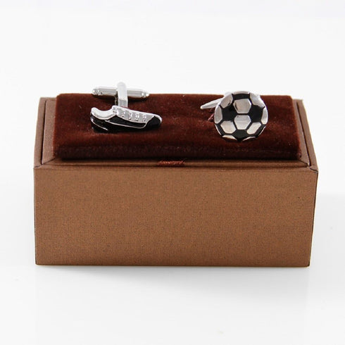 Soccer Ball and Cleats Shoe Pair Cufflinks in a Presentation Gift Box & Polishing Cloth...