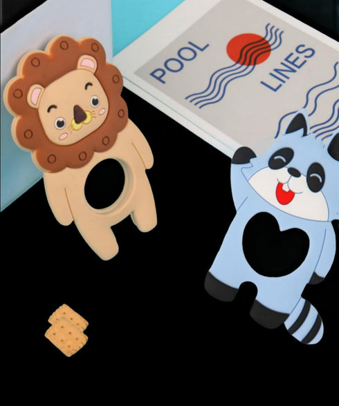 2-Pack ToiyBosm Teething Toys for Babies 3m+?Silicone Teethers for Babies 3-12 Months?Baby Pain Relief?Civet and Lion Baby Teething Toys?Sensory T...