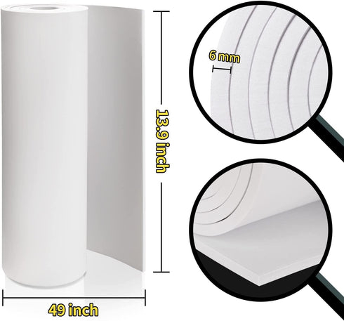 2-Pack White Eva Foam Cosplay Sheets roll, Premium eva Craft Foam 6mm Thick, 13.9" x 49", High Density 86kg/m3 for Cosplay Costume, Crafts, DIY Pr...