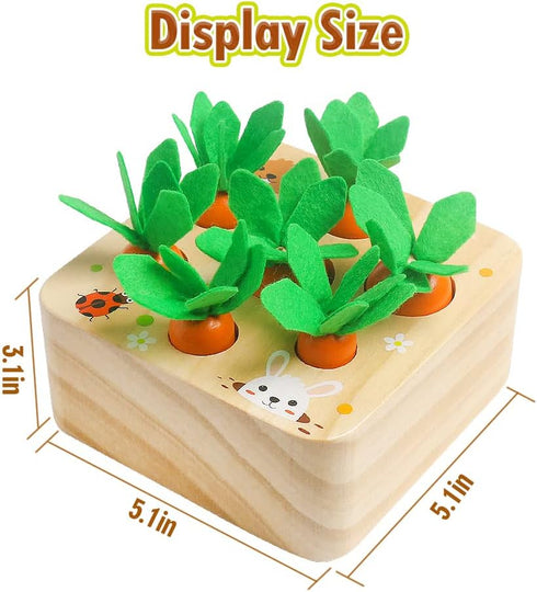 Wooden Toys for 1 2 3 Year Old Baby Boys and Girls, Montessori Toy Carrot Harvest Game Shape & Sorting Matching Puzzle, Educational Developmental ...