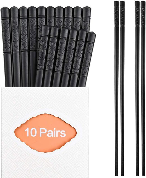 10 Pairs Fiberglass Chopsticks Family Set, ONEHERE Reusable Chinese, Japanese, Korean Chop sticks, Dishwasher Safe, Non-slip, for Sushi, Noodles, ...