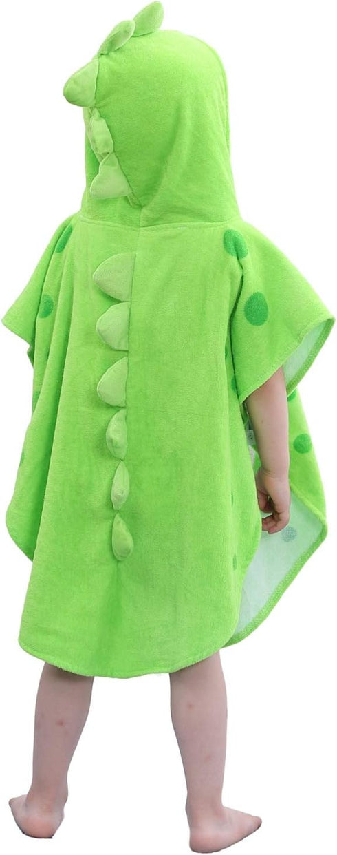 LOLANTA Baby Boys Dinosaur Hooded Bath Towels, Toddlers Kid's Beach Towel Pool Poncho Swim Terry Cloth Cover-Ups 100% Cotton (Green#B, 1-3T)...
