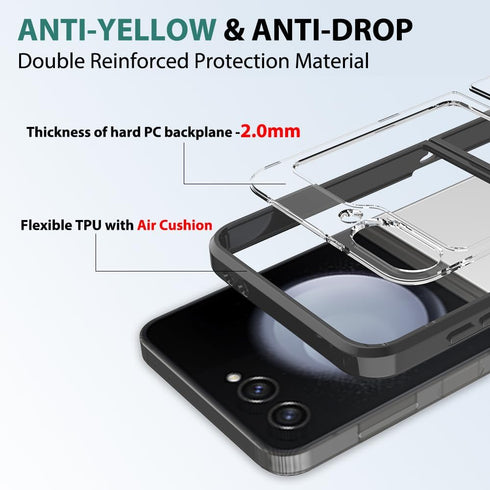 Hongxinyu Crystal Clear Case for Samsung Galaxy Z Flip6 2024,Slim Thin Soft TPU Bumper & Hard PC Back Shockproof Scratch Resistant Protective Phon...