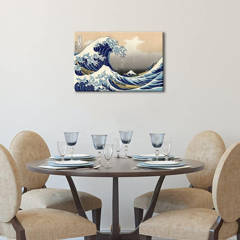 Wieco Art Great Wave of Kanagawa Katsushika Hokusai Modern Stretched and Framed Canvas Prints Artwork Abstract Landscape Pictures Paintings on Can...