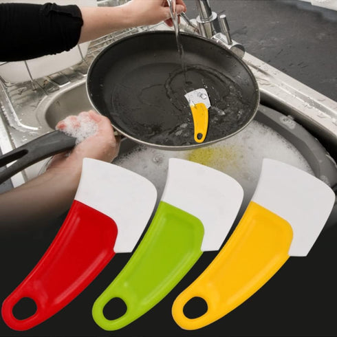 3 Pcs Silicone Pan Cleaning Scraper,Household Pots and Dishes Greasy Cleaning Tools,Heat Resistant Cleaning Scraper in Kitchen...