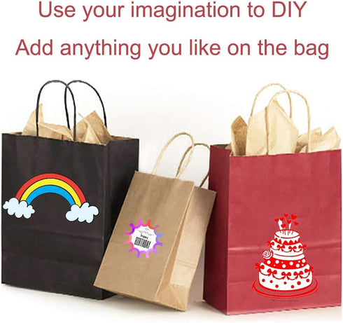 AZOWA Gift Bags Black Kraft Paper Bags with Handles (Black, 12 Pcs, 5 x 3.1 x 8.2 in)...