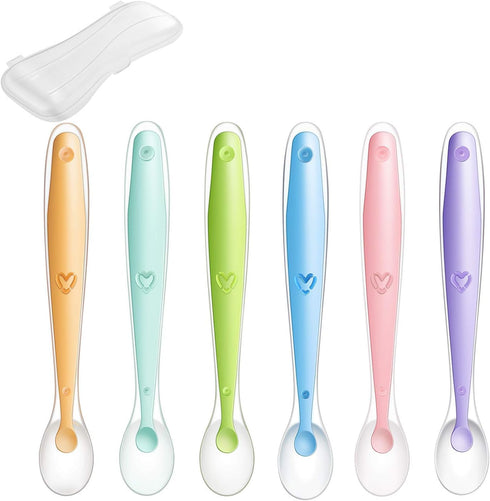 PandaEar Baby Silicone Soft Spoons| Training Feeding for Kids Toddlers Children and Infants| BPA Free 6 Pack| Baby Led Weaning Spoon| Gum-Friendly...