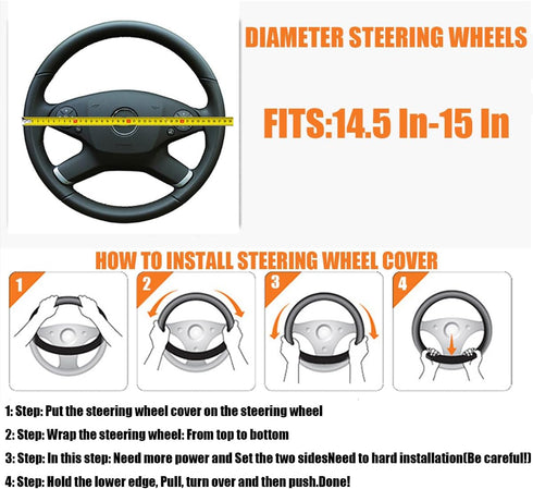 Hanemia Car Steering Wheel Cover, 15 inch Soft Elastic Steering Wheel Protector, Warm in Winter and Cool in Summer, Car Interior Accessories Prote...