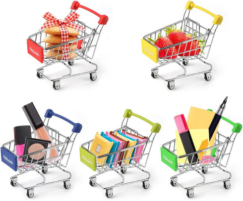 Shindel Mini Shopping Cart, Shopping Store Mini Toys Supermarket Handcart Shopping Cart Model, Desk Storage Toys Holder, Party Doll House Store Co...
