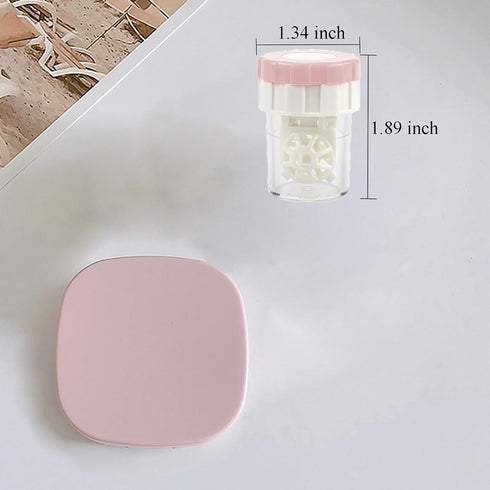 Contact Lens Case with Cleaner Washer, Portable Contact Lens Travel Kit with Mirror Remover Tool Tweezers Solution Bottle Mini Container Holder St...