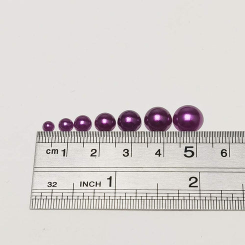 Chenkou Craft Around 1900pcs Violet Assorted 7 Sizes Immitation Half Pearl Bead Flat Back Gem Scrapbook Craft DIY Loose Beads + Plastic Box (Viole...