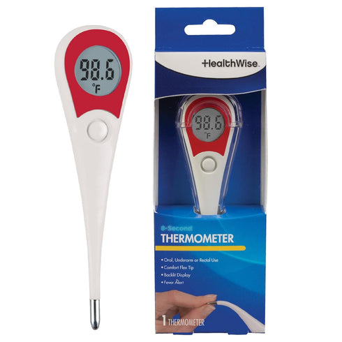 Healthwise Digital Thermometer | 8-Second Readout | Jumbo Backlit Display | Flexible Tip...