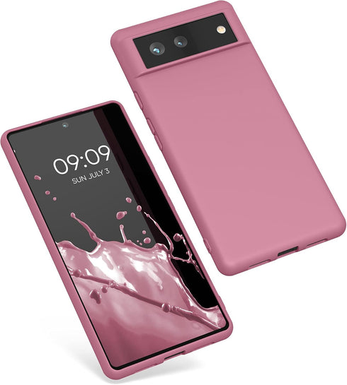 kwmobile Case Compatible with Google Pixel 6 Case - Soft Slim Protective TPU Silicone Cover - Dark Rose...