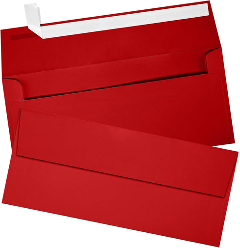 LUXPaper #9 Slimline Invitation Envelopes | Peel & Press | 3 7/8" x 8 7/8" | Ruby Red | 80lb. Text | 50 Qty...